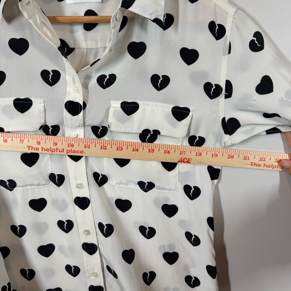 Equipment Femme 100% Silk Broken Heart Print Shirt Blouse‎ Small S/P Button Up - Picture 10 of 12